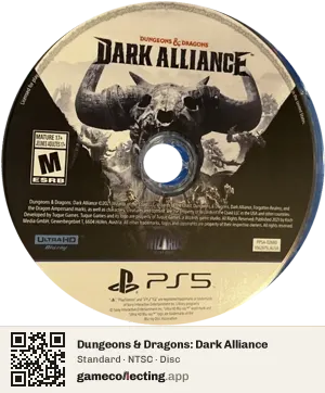 Dungeons & Dragons: Dark Alliance PlayStation 5, NTSC disc