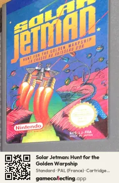 Solar Jetman: Hunt for the Golden Warpship Nintendo Entertainment System, PAL cartridge label