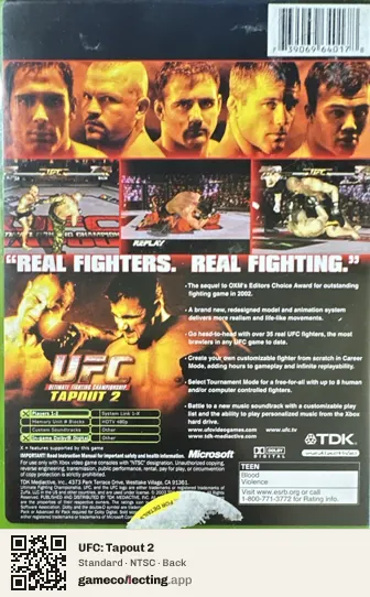 UFC: Tapout 2 Xbox, NTSC box back