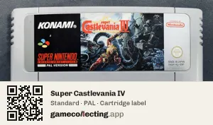 Super Castlevania IV Super Nintendo Entertainment System, PAL cartridge label