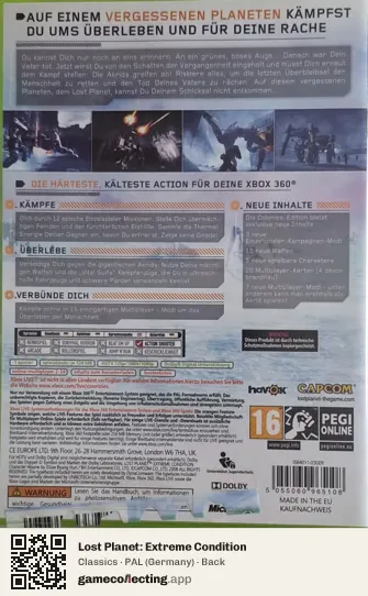 Lost Planet: Extreme Condition Xbox 360, Germany box back