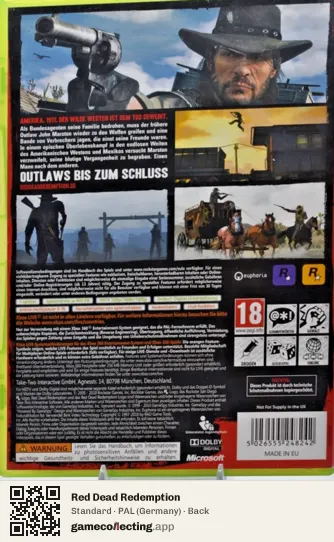 Red Dead Redemption Xbox 360, Germany box back