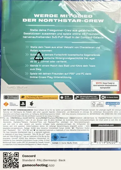 Concord PlayStation 5, Germany box back