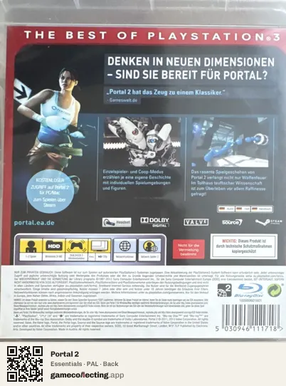 Portal 2 PlayStation 3, PAL box back