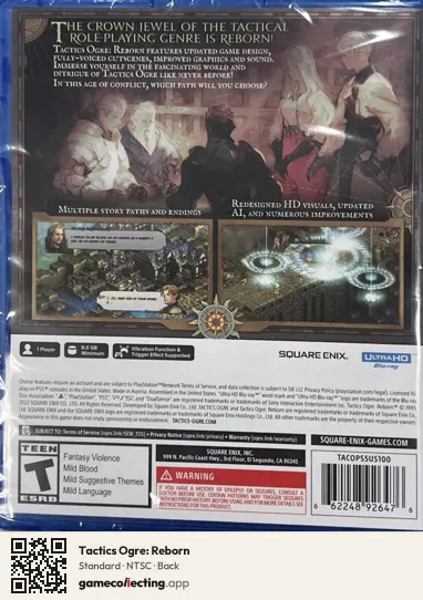 Tactics Ogre: Reborn PlayStation 5, NTSC box back