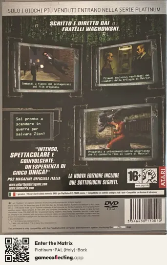 Enter the Matrix PlayStation 2, Italy box back