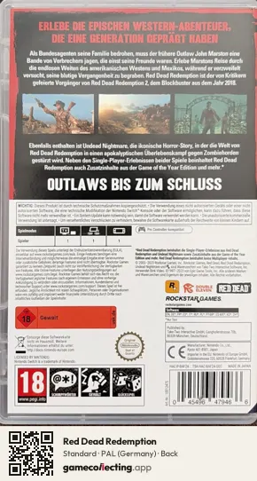 Red Dead Redemption Nintendo Switch, Germany box back