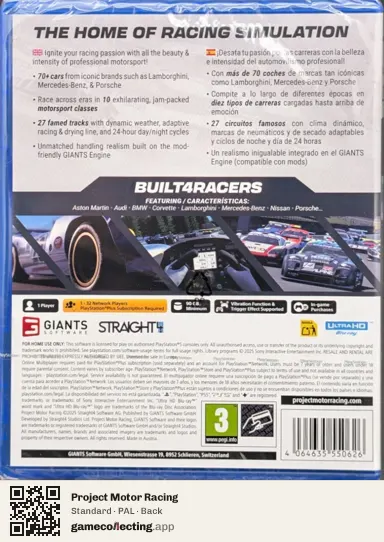 Project Motor Racing PlayStation 5, PAL box back