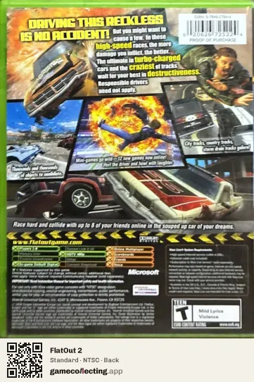 FlatOut 2 Xbox, NTSC box back