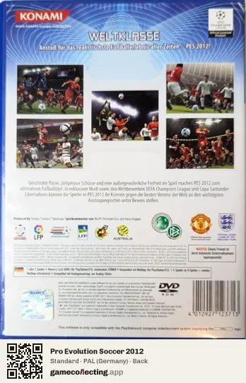Pro Evolution Soccer 2012 PlayStation 2, Germany box back