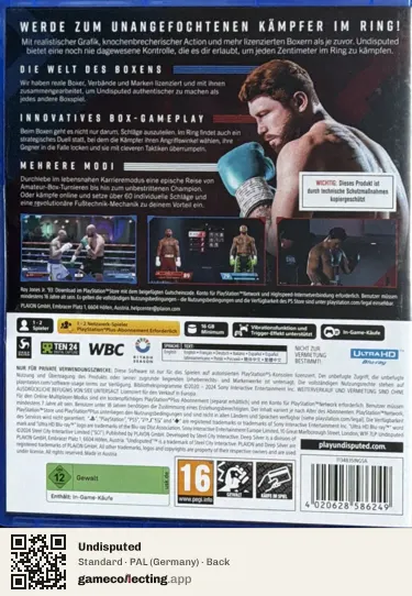 Undisputed PlayStation 5, Germany box back