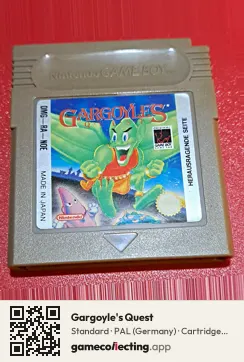 Gargoyle's Quest Game Boy, PAL cartridge label