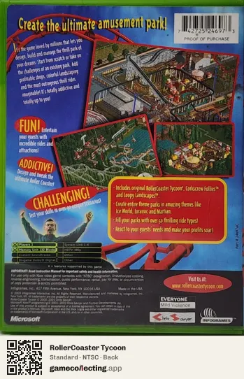 RollerCoaster Tycoon Xbox, NTSC box back