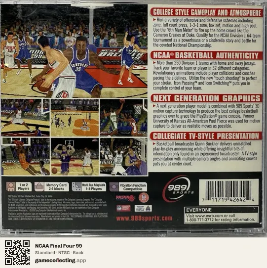 NCAA Final Four 99 PlayStation, NTSC box back