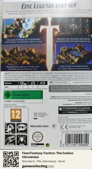 Final Fantasy Tactics: The Ivalice Chronicles Nintendo Switch, Germany box back