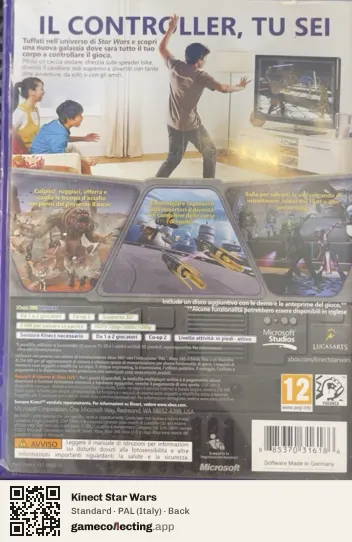 Kinect Star Wars Xbox 360, Italy box back