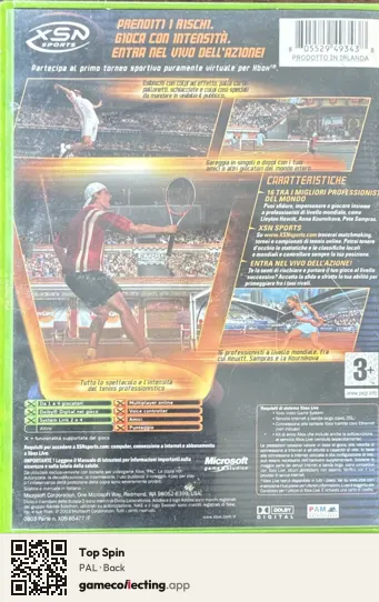Top Spin Xbox, PAL box back