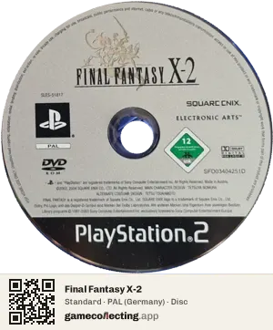 Final Fantasy X-2 PlayStation 2, PAL disc