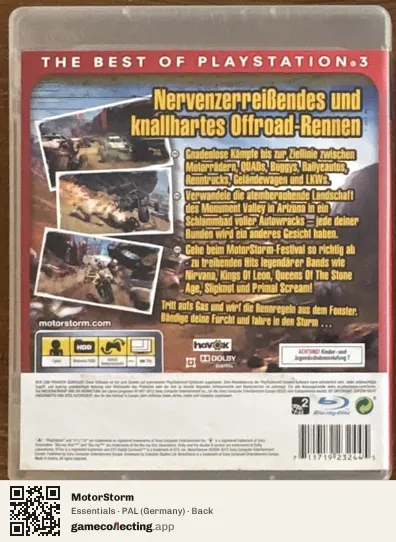 MotorStorm PlayStation 3, Germany box back