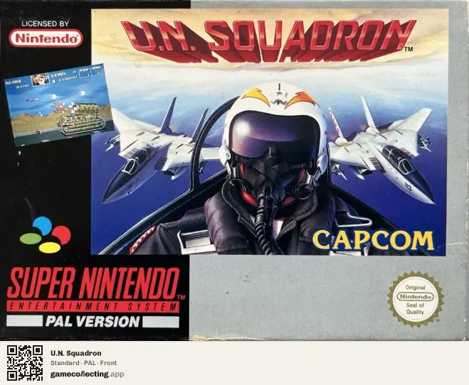 U.N. Squadron Super Nintendo Entertainment System, PAL box front