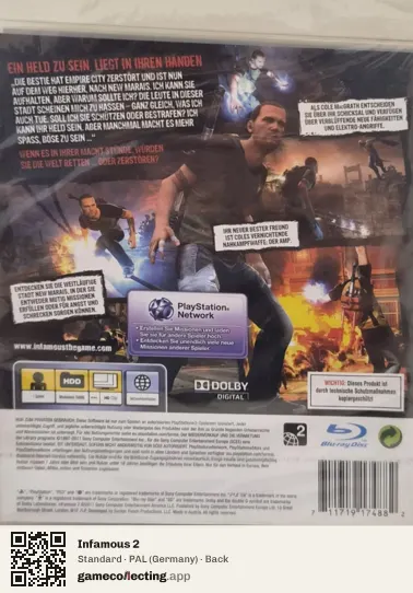 Infamous 2 PlayStation 3, Germany box back