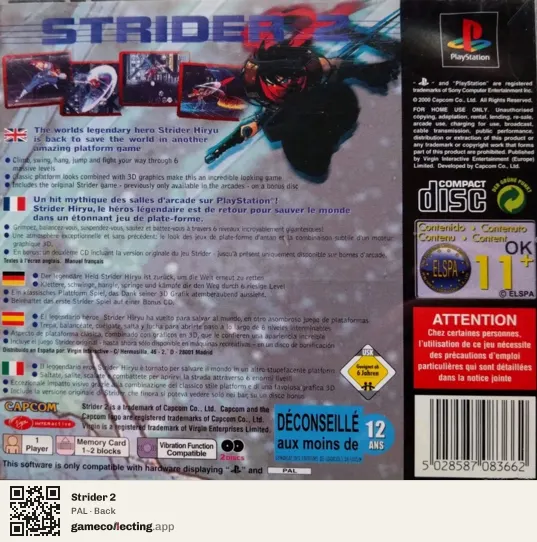 Strider 2 PlayStation, PAL box back