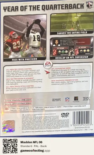 Madden NFL 06 PlayStation 2, PAL box back