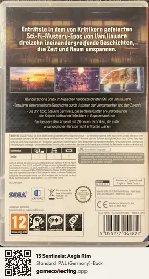13 Sentinels: Aegis Rim Nintendo Switch, Germany box back