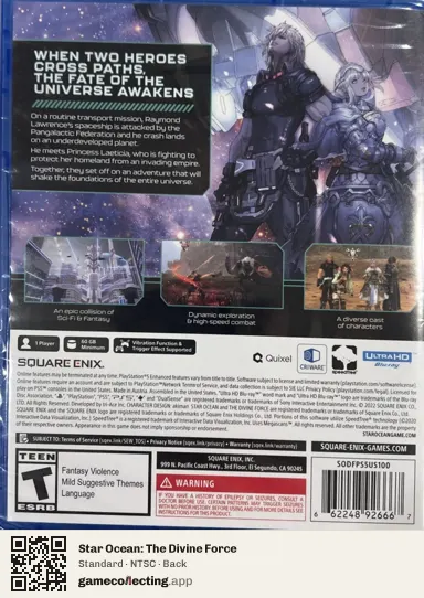 Star Ocean: The Divine Force PlayStation 5, NTSC box back
