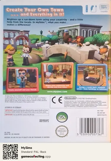 MySims Nintendo Wii, PAL box back