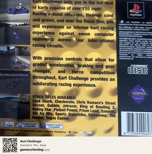 Kart Challenge PlayStation, PAL box back