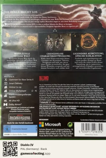 Diablo IV Xbox Series X, Germany box back