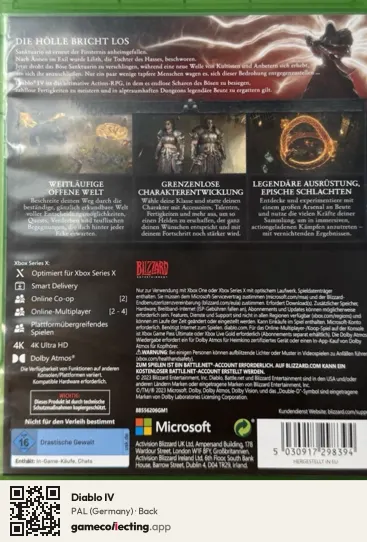 Diablo IV Xbox Series X, Germany box back