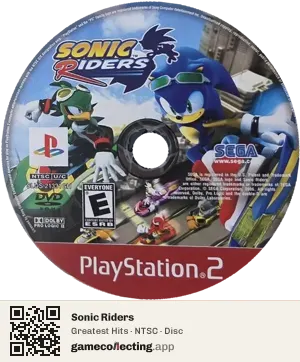Sonic Riders PlayStation 2, NTSC disc