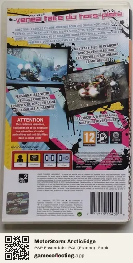 MotorStorm: Arctic Edge PlayStation Portable, France box back