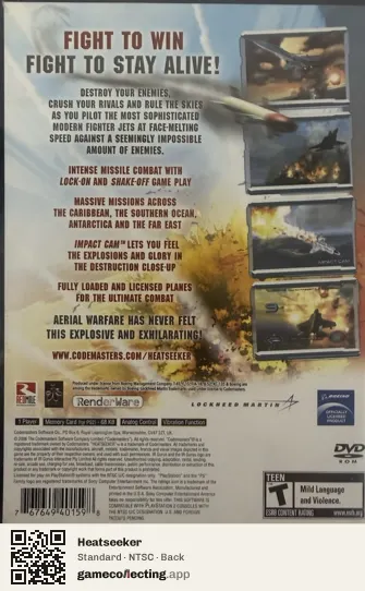Heatseeker PlayStation 2, NTSC box back