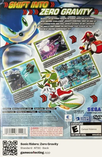 Sonic Riders: Zero Gravity PlayStation 2, NTSC box back