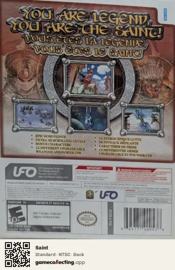 Saint Nintendo Wii, NTSC box back