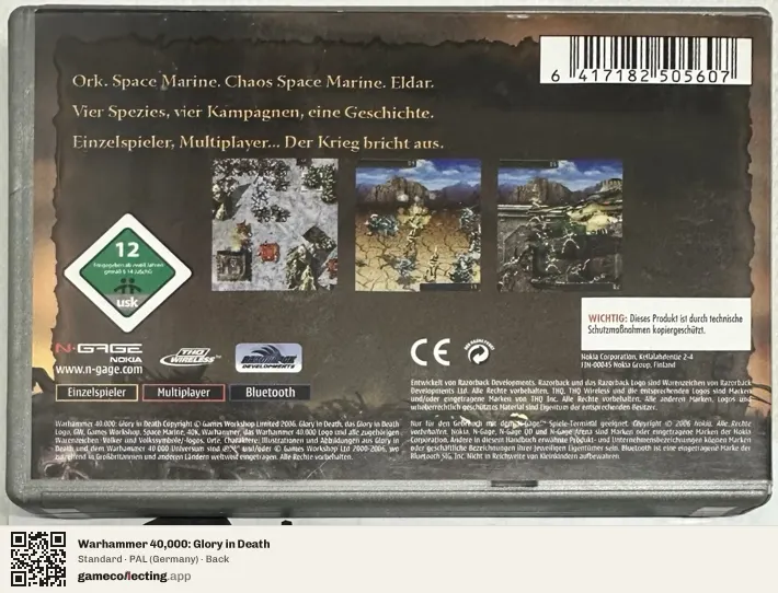 Warhammer 40,000: Glory in Death Nokia N-Gage, Germany box back