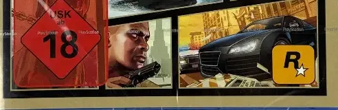 Grand Theft Auto V, the USK square on its front