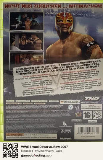 WWE SmackDown vs. Raw 2007 Xbox 360, Germany box back