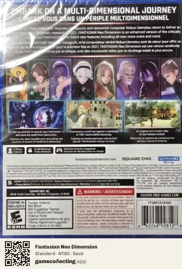 Fantasian Neo Dimension PlayStation 5, NTSC box back