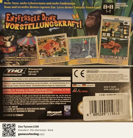 Zoo Tycoon 2 DS Nintendo DS, Germany box back