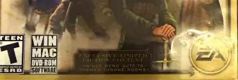 The Sims Medieval, the ESRB box on its front