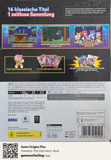 Sonic Origins Plus Nintendo Switch, Germany box back