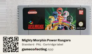 Mighty Morphin Power Rangers Super Nintendo Entertainment System, PAL cartridge label