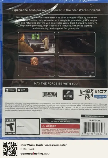 Star Wars: Dark Forces Remaster PlayStation 5, NTSC box back