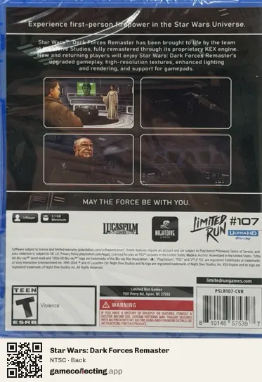 Star Wars: Dark Forces Remaster PlayStation 5, NTSC box back