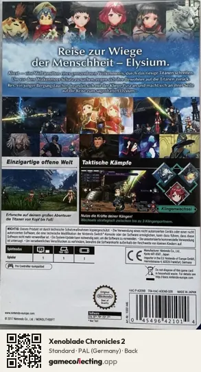 Xenoblade Chronicles 2 Nintendo Switch, Germany box back