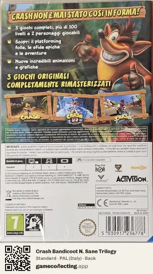 Crash Bandicoot N. Sane Trilogy Nintendo Switch, Italy box back